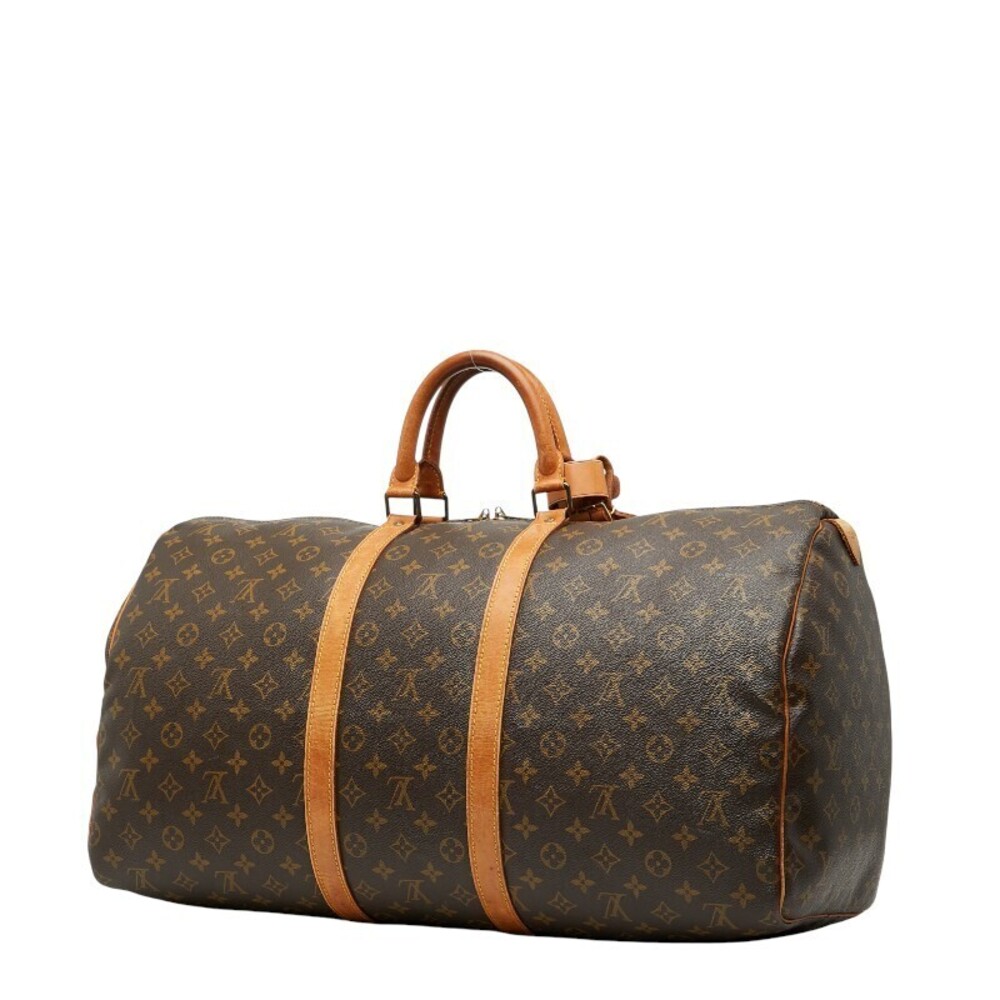 Louis Vuitton Brown Keepall Travel Boston Leather Monogram Bag Brown